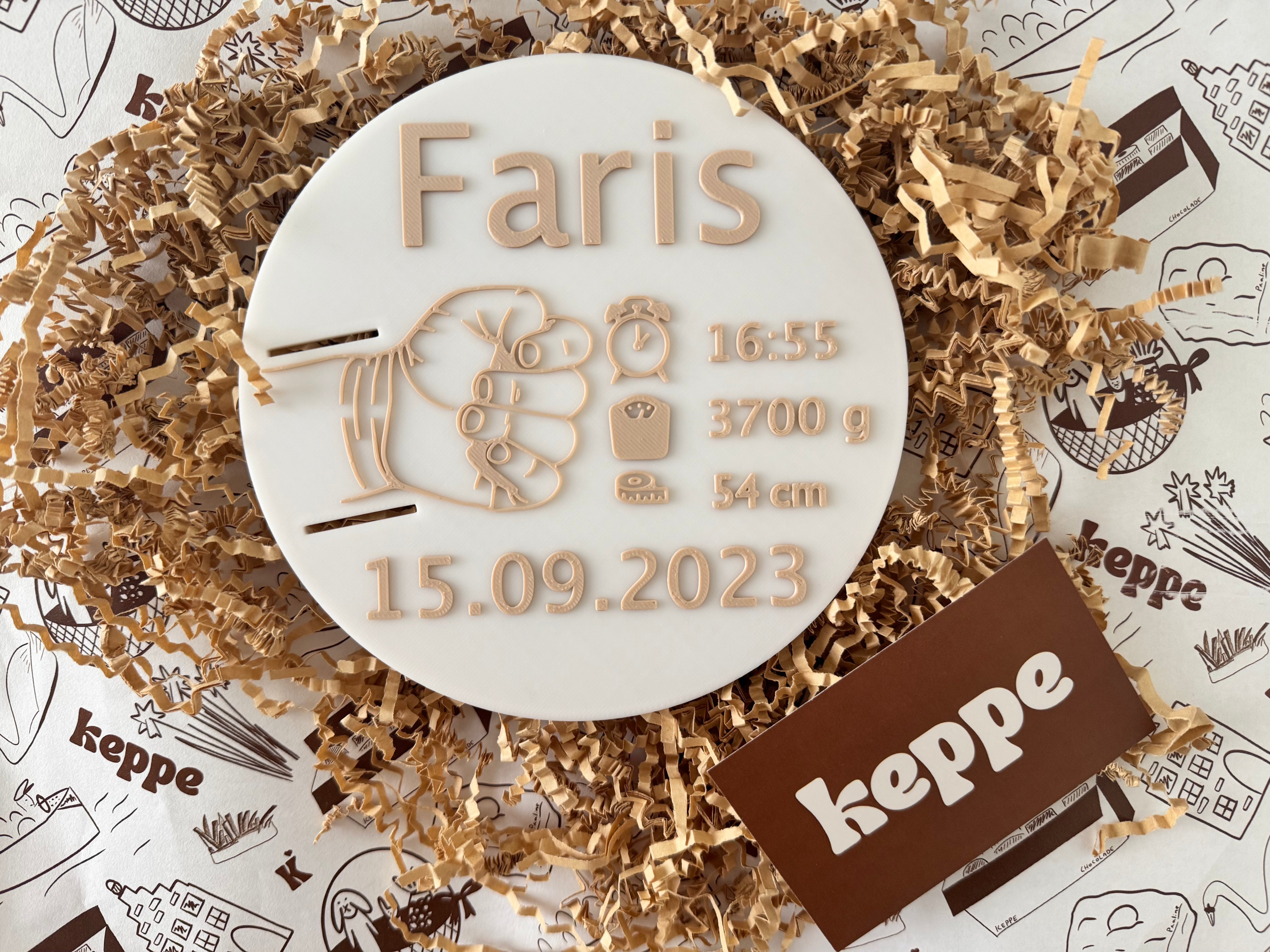 Plaque Commémorative Ronde Naissance Bébé - Support Bracelet Hôpital - Souvenir Gravé Personnalisable