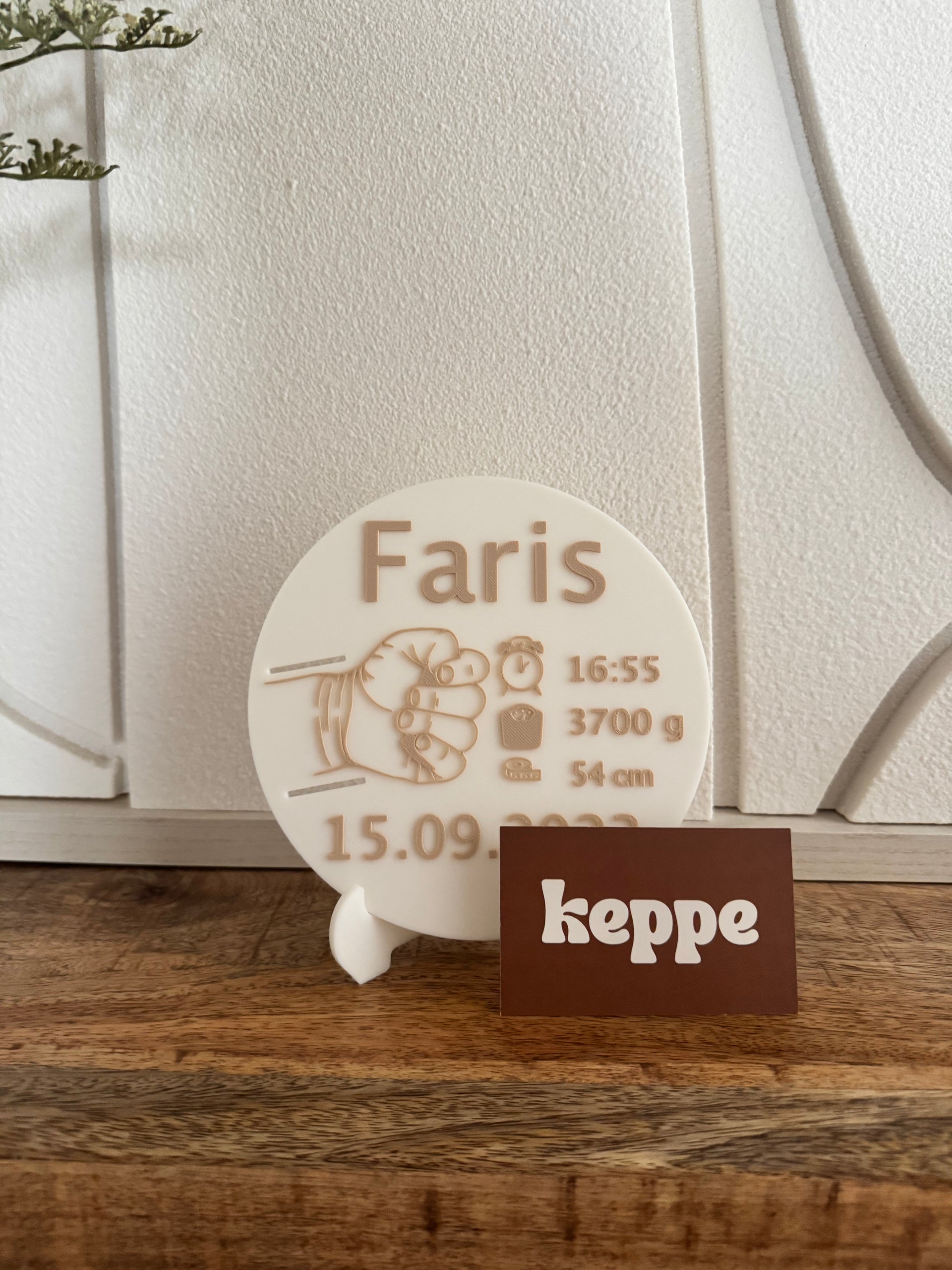 Personalized Baby Name Plate with Hospital Wristband & Stand