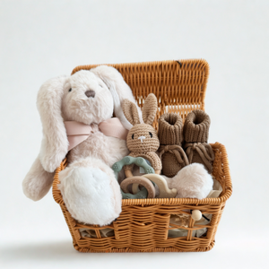 Newborn gift basket with personalized baby items in Dubai