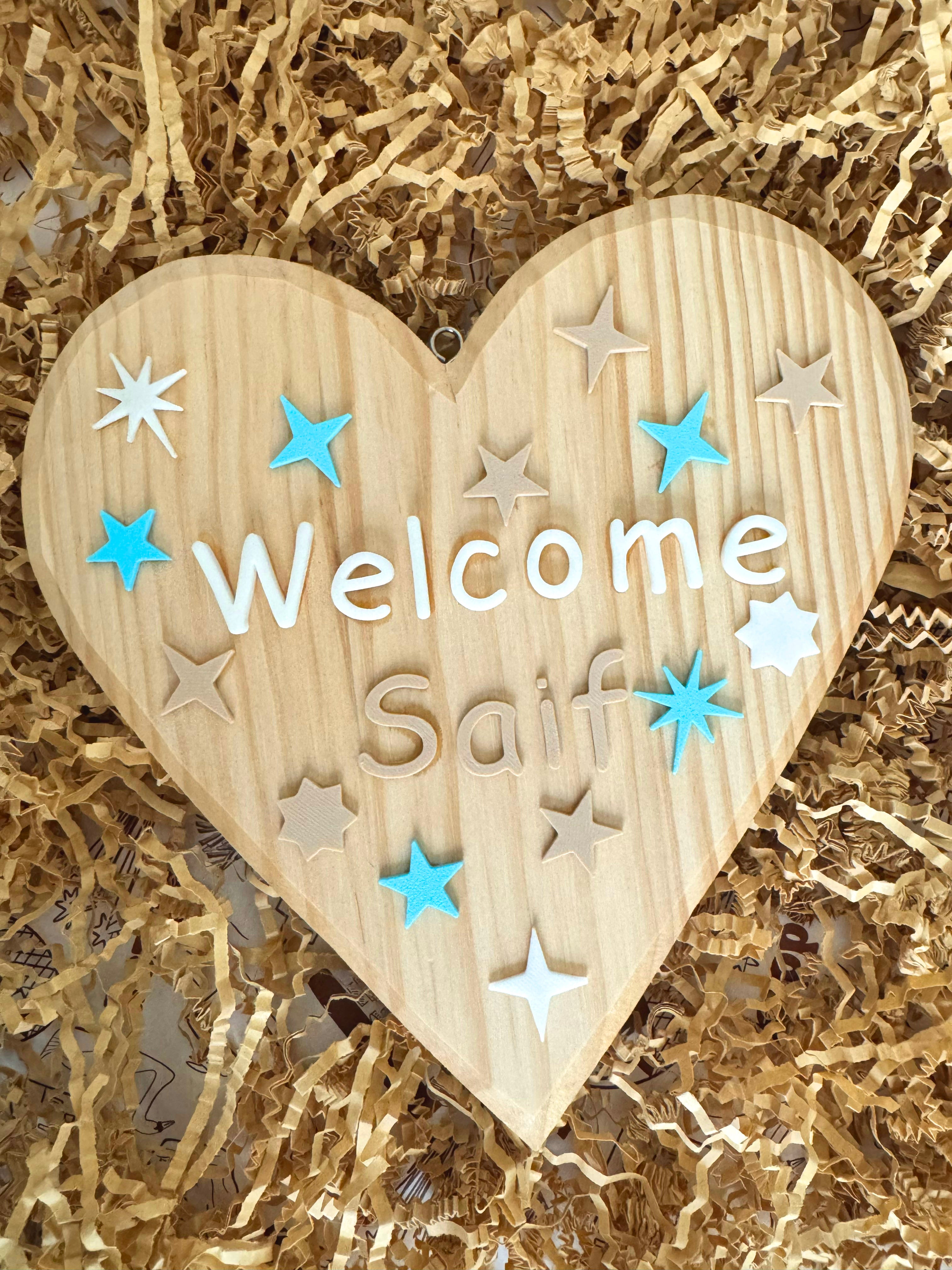 Personalized Wooden Baby Name Heart Plate